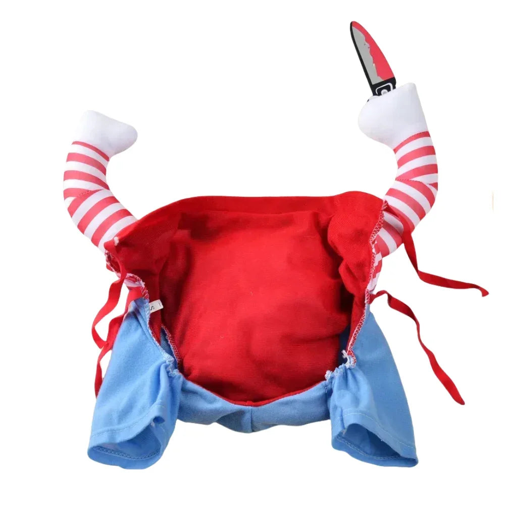 Funny Halloween Dog Clothes for Small Medium Dogs Knife Holding Cosplay Pets Costume Cute Party Cat Dressed Up Chihuahua Outfits