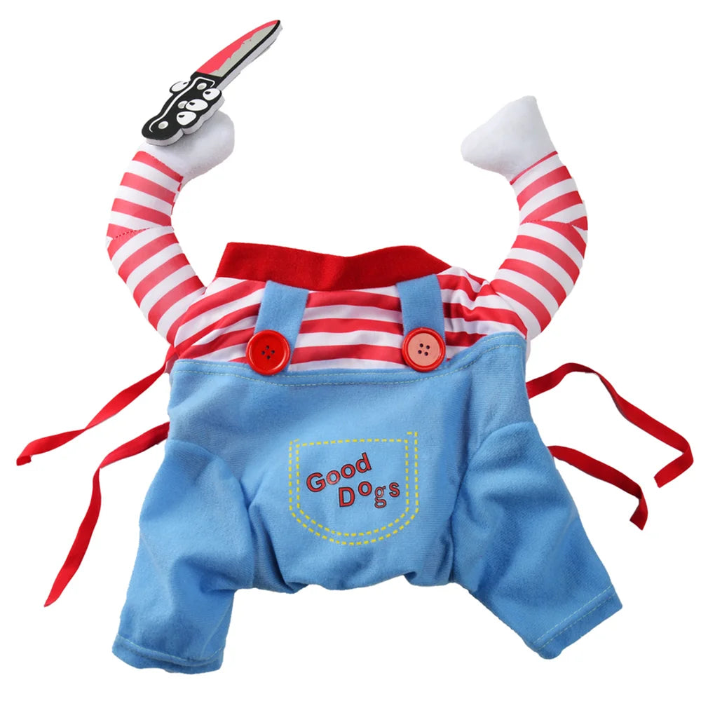 Funny Halloween Dog Clothes for Small Medium Dogs Knife Holding Cosplay Pets Costume Cute Party Cat Dressed Up Chihuahua Outfits